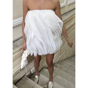 ACLER Otley Strapless Organza Mini Dress in White Size US 6